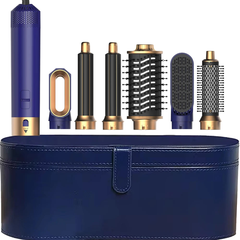 6 in 1 Multifunctional Hair Tool Blow Dryer Curler Ionic Hot Air Brush Straightener with Detachable Head