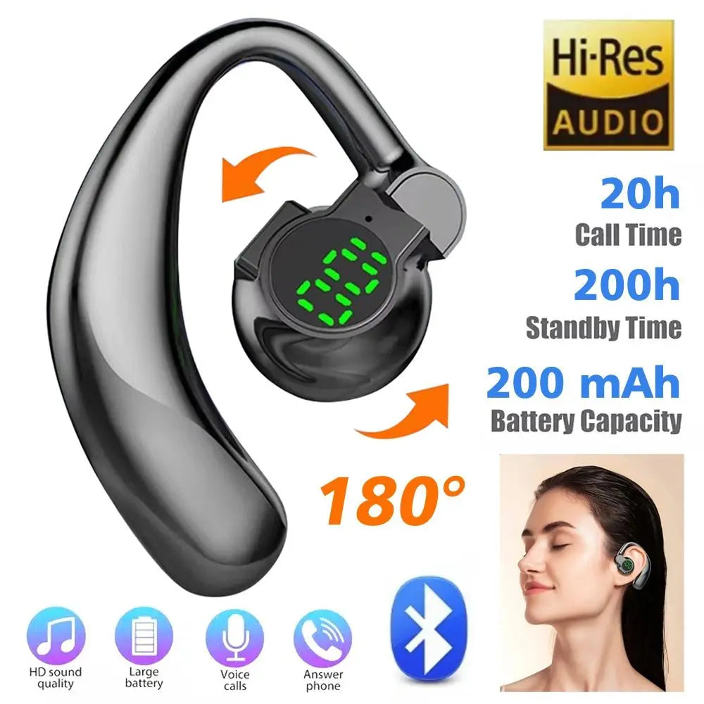 180° Rotatable Bluetooth 5.4 Wireless Headphones Waterproof With Microphone Noise Canceling Headset Digital Display