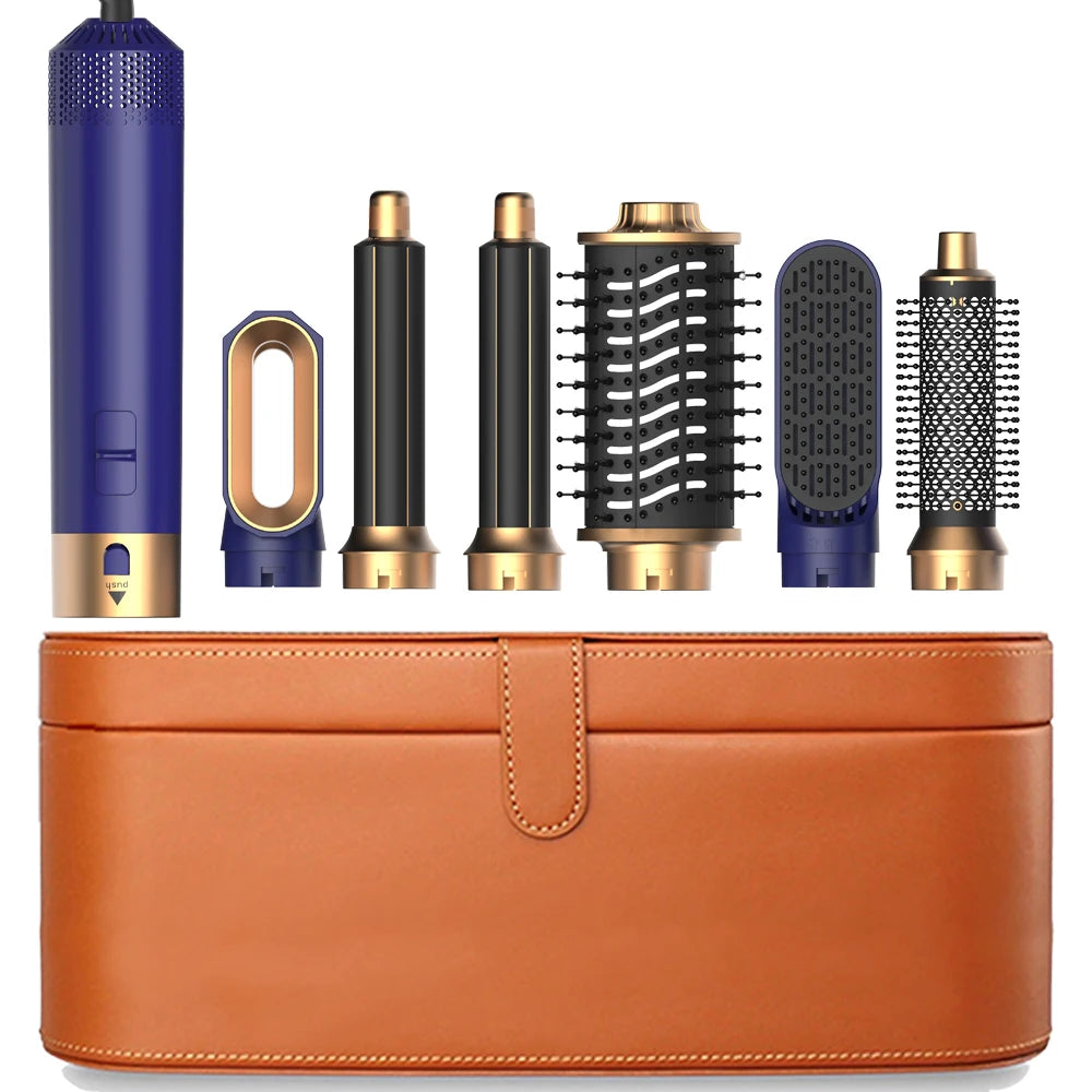 6 in 1 Multifunctional Hair Tool Blow Dryer Curler Ionic Hot Air Brush Straightener with Detachable Head