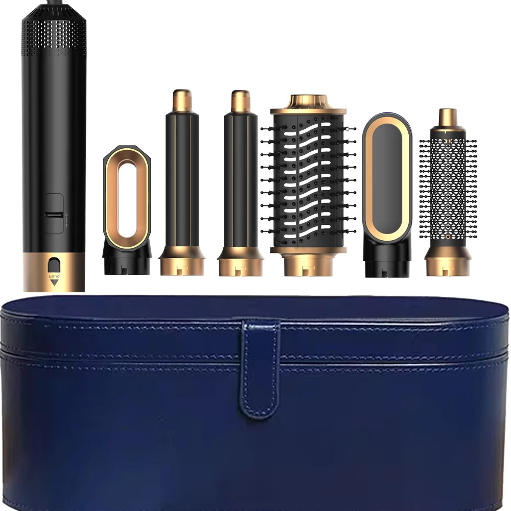 6 in 1 Multifunctional Hair Tool Blow Dryer Curler Ionic Hot Air Brush Straightener with Detachable Head